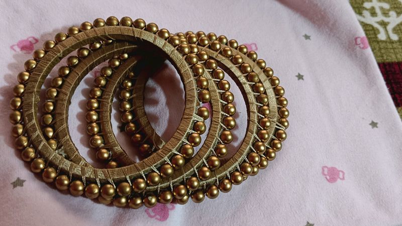 Golden Beaded Bangles