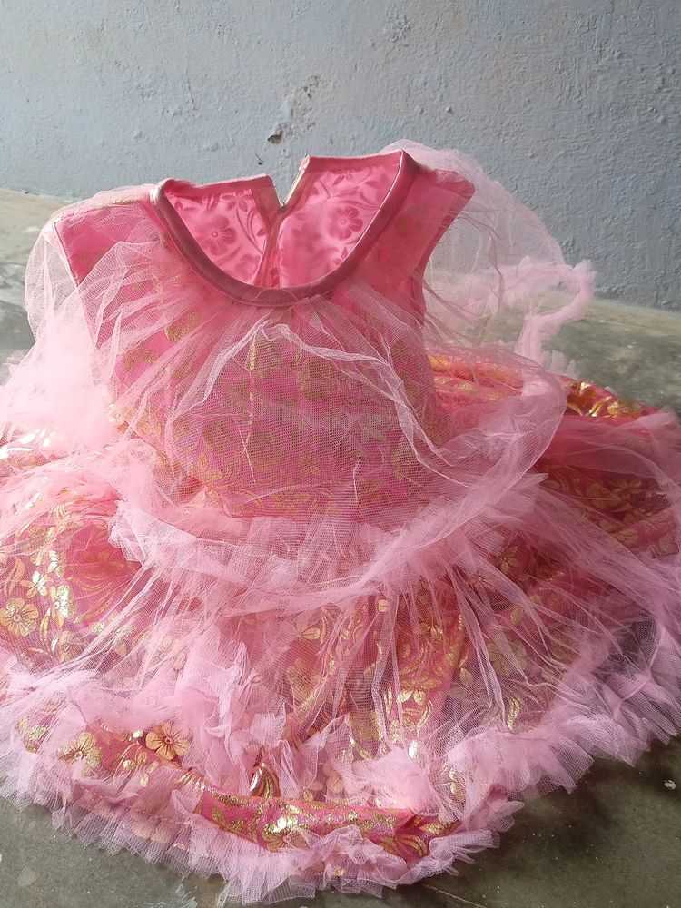 Girls Pink Net Frock