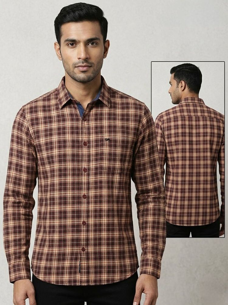 Indian Terrain Men's Plaid Long Sleeve Shirt