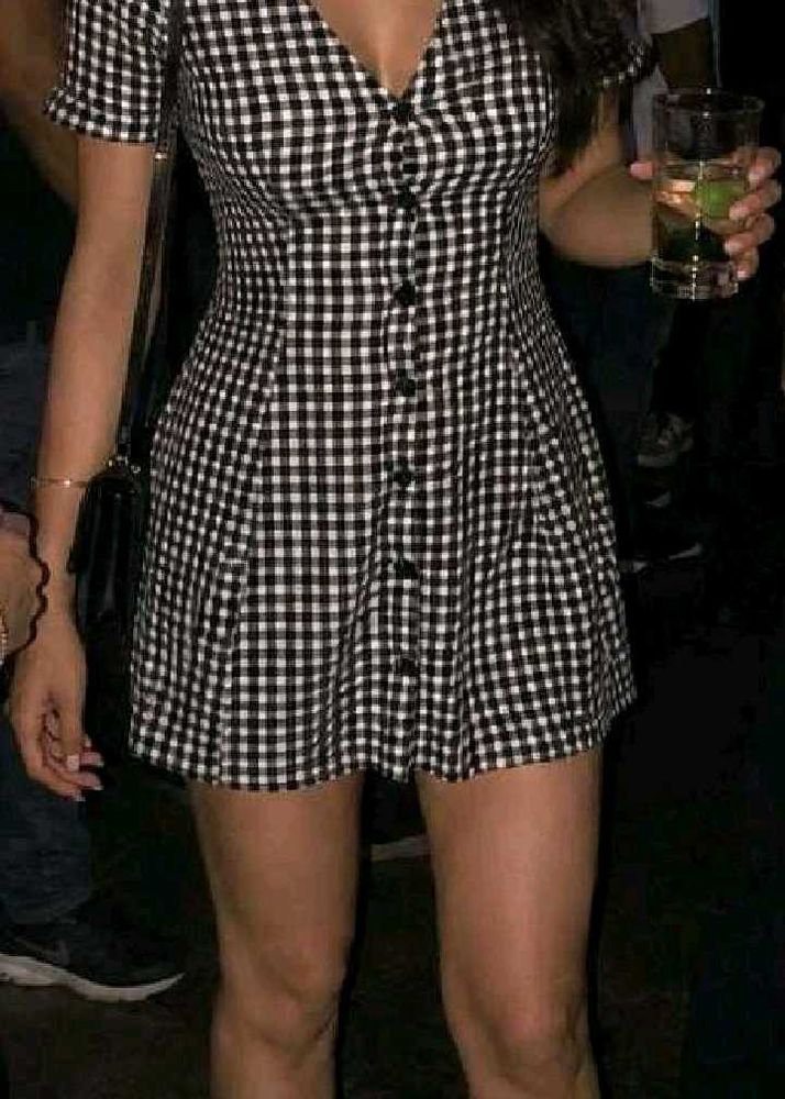 Gingham Check Button-Up Mini Dress