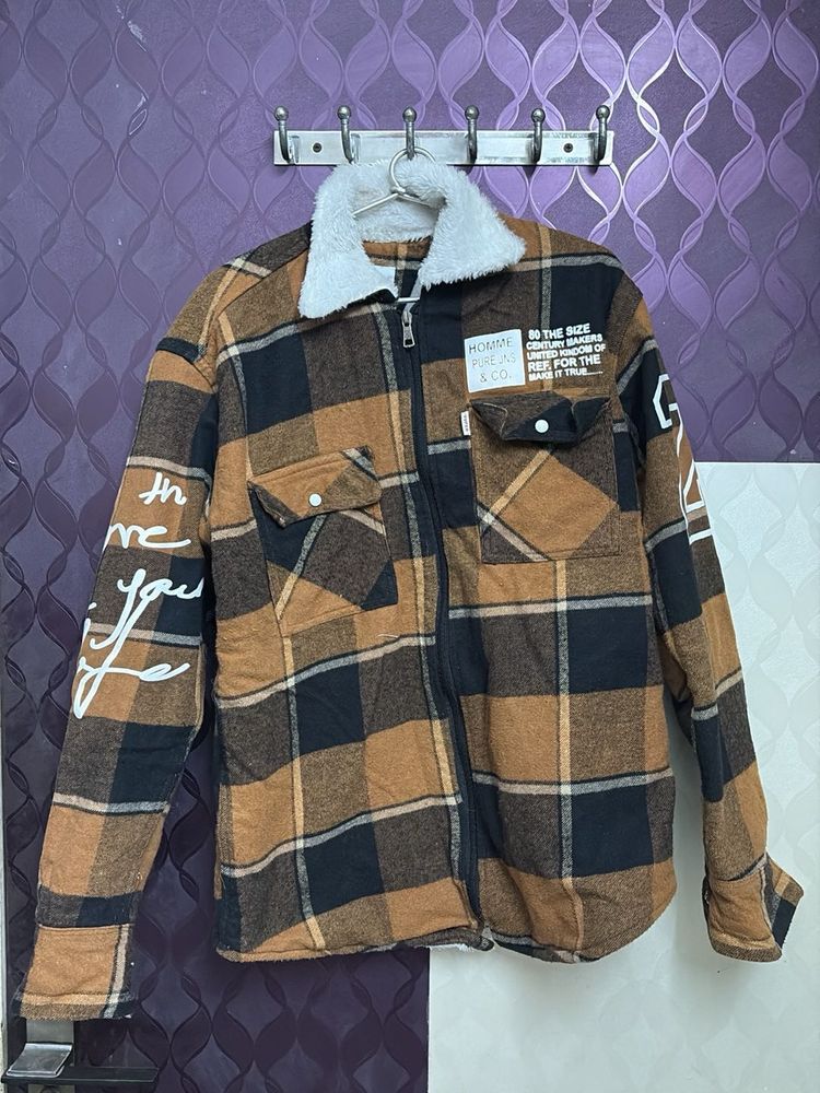 Men's Plaid Sherpa Lined Jacket