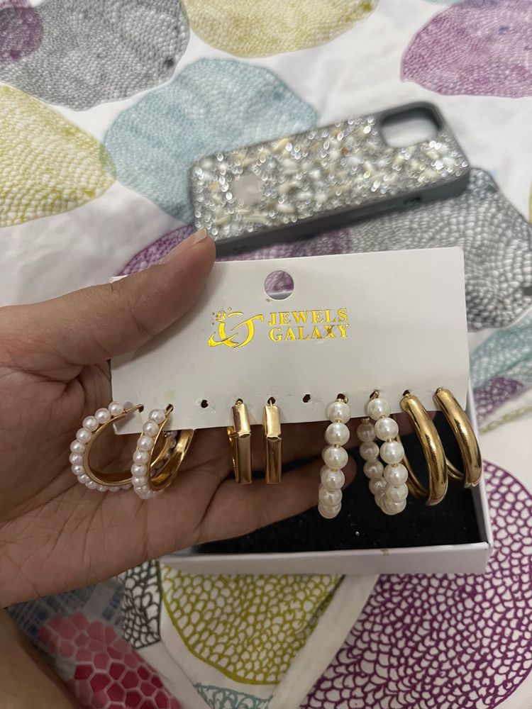 Fashionable Hoop Earring Set - 4 Pairs