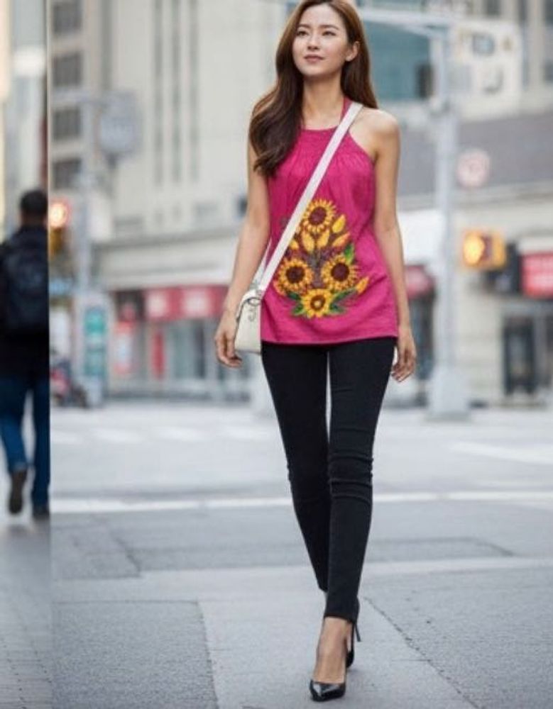 Sun Flower Embroidery Backless Dress