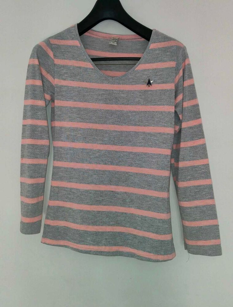 Striped Long Sleeve V-Neck T-Shirt