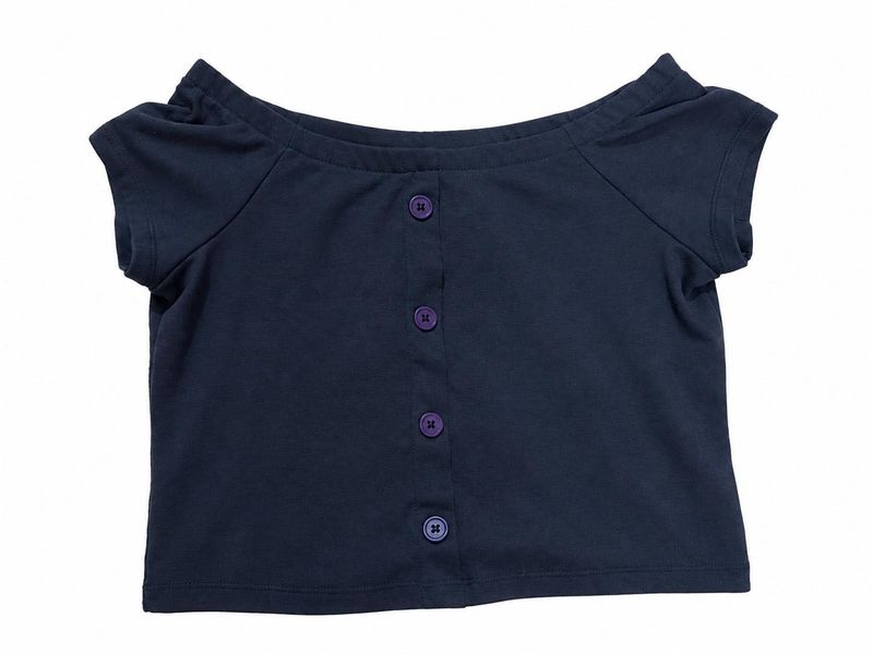 Navy Blue Button-Up Cropped Top