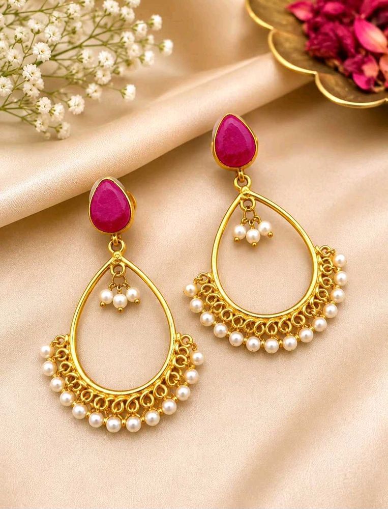 Elegant Gold Pearl Hoop Earrings