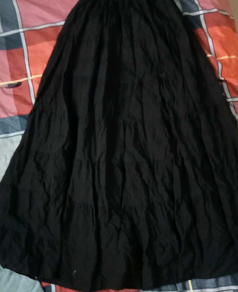 Boho Tiered Black Maxi Skirt