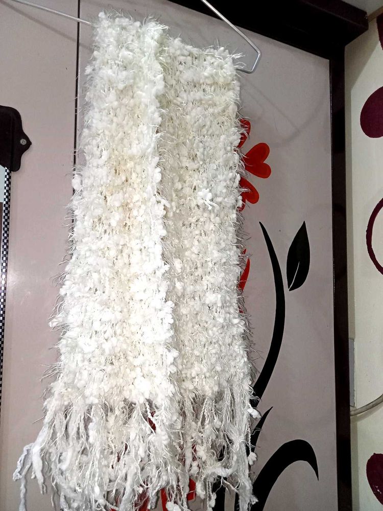 Fluffy White Scarf