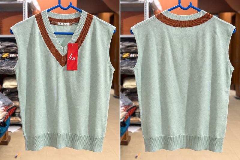 Mint Green V-Neck Knit Top