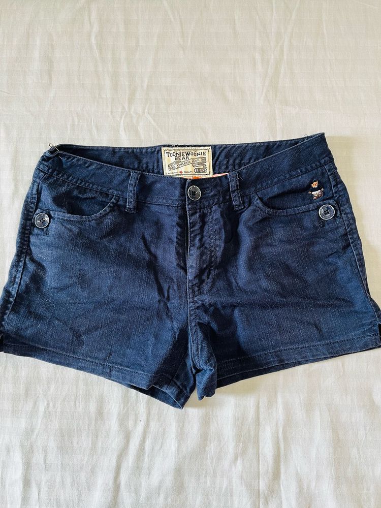 Navy Blue Denim Shorts