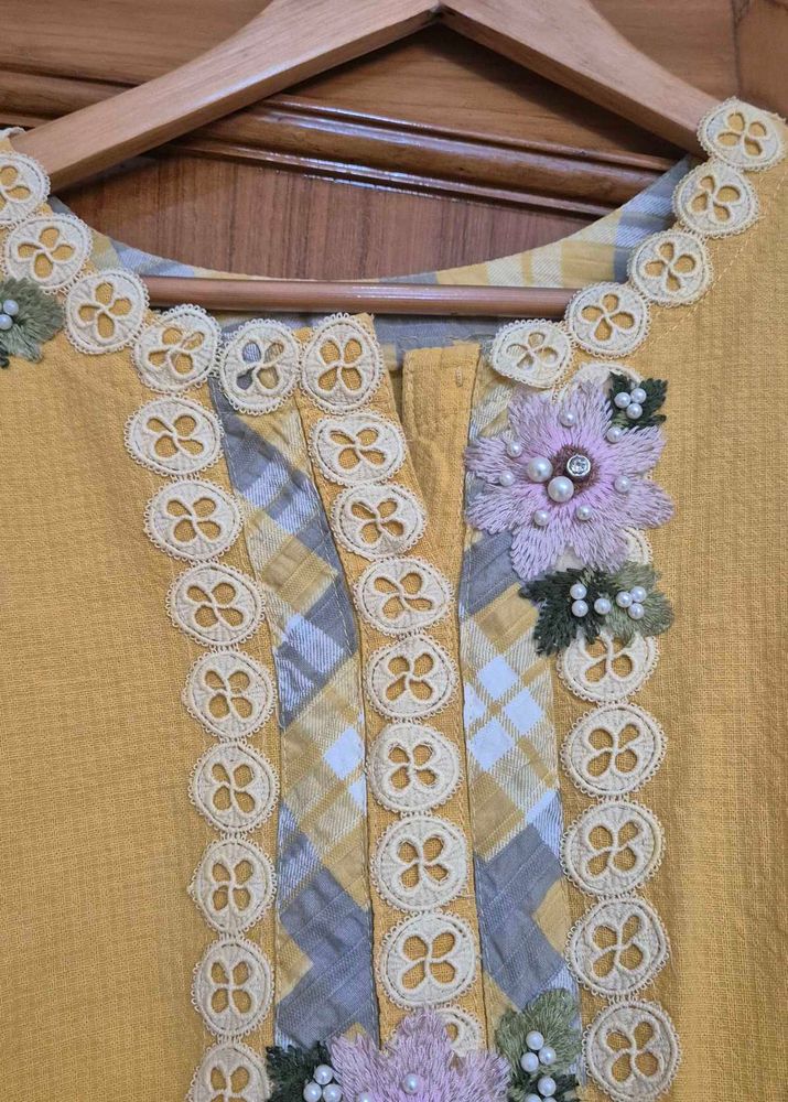 combo purse with Yellow Kurta set