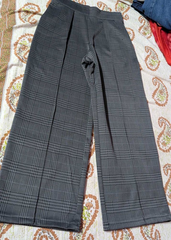 Plaid Wide Leg Trousers