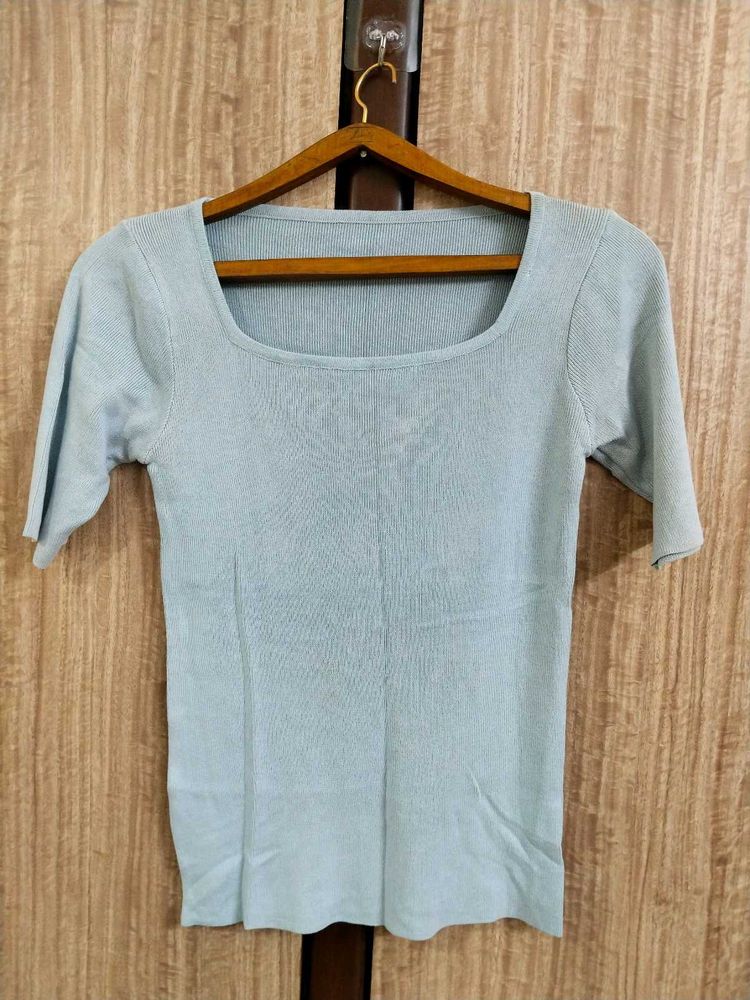 Baby Blue Ribbed Knit Top 🩵💙🩵💙