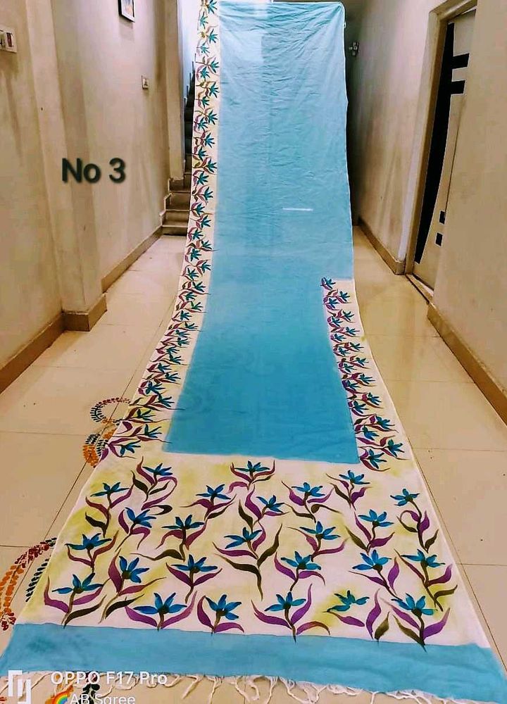 BRAND NEW COTTON Hand-painted Saree