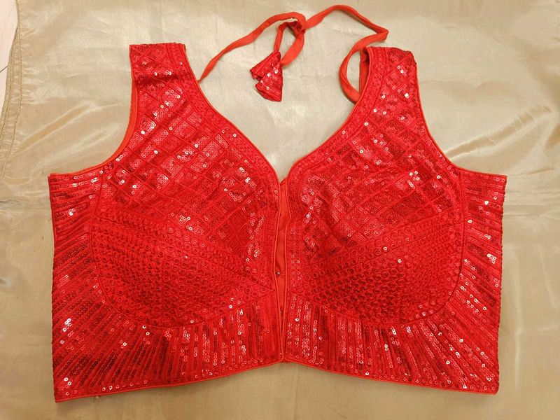 Red Sequin Embellished Blouse