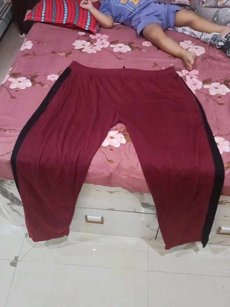 Maroon Joggers with Black Striped Pant