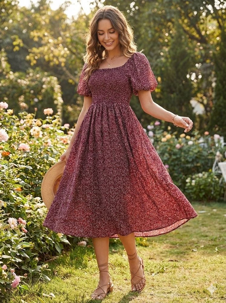 Floral Print Midi Dress