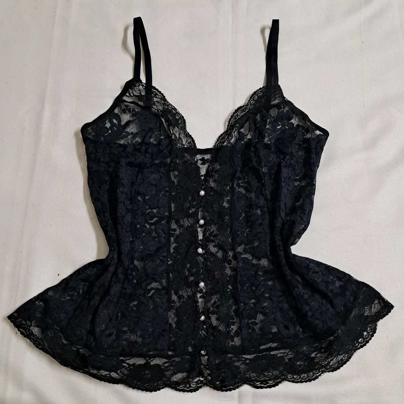 Y2k Vintage Gothic Princesscore Lace Babydoll Top