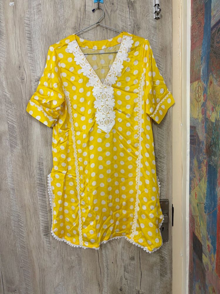 Vibrant Yellow Polka Dot Kurta