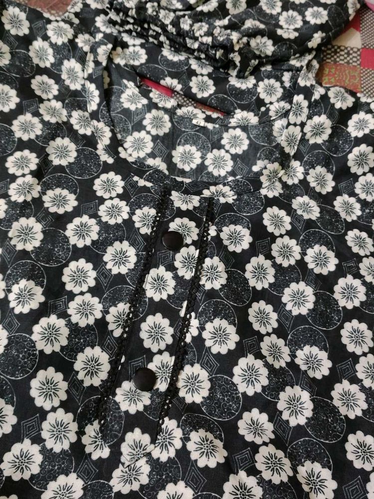 Black Floral Kurta