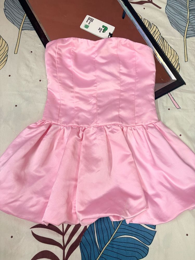 Strapless Pink Satin Dress