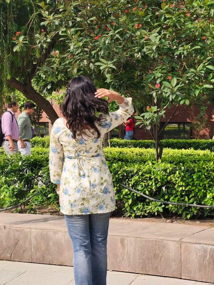 Blue Floral Print Kurta