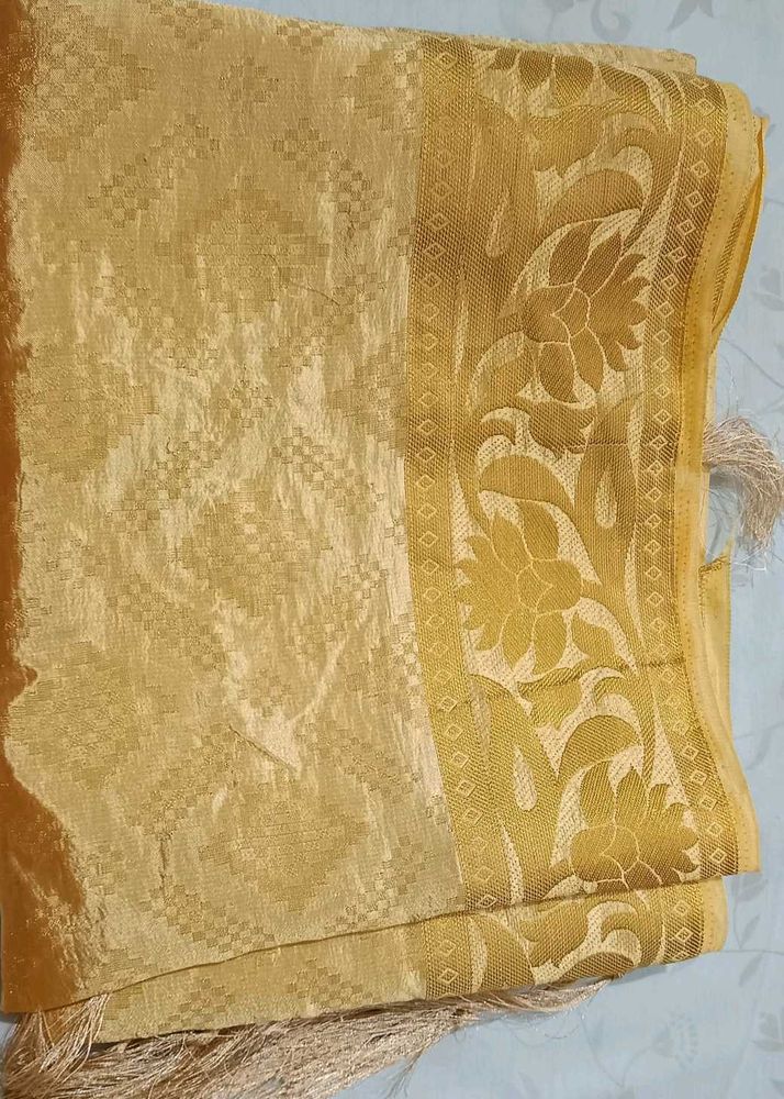 Elegant Yellow Banarasi Silk Duptta