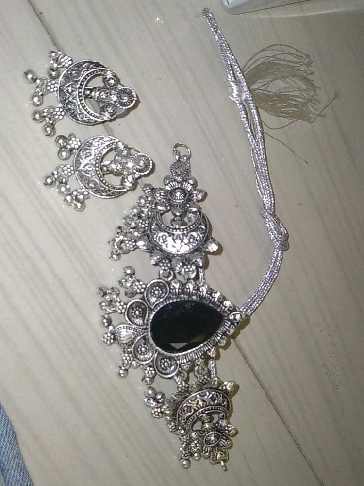 Antique Oxidised Silver Necklace Set