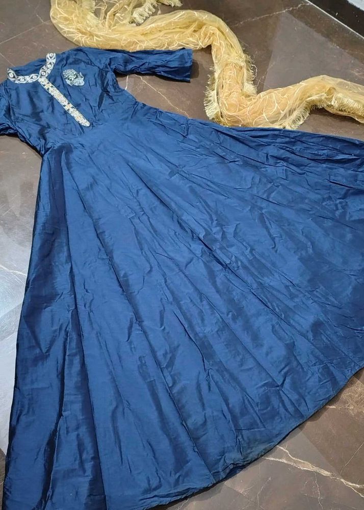 Elegant Navy Blue Anarkali Dress