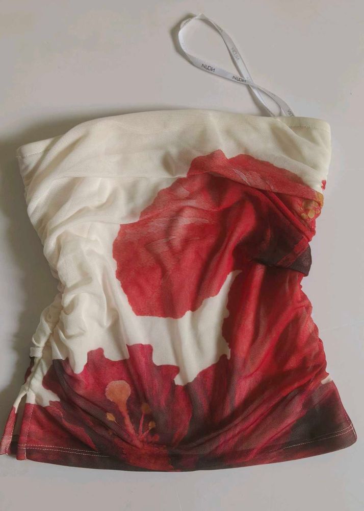 Floral Ruched Tube Top