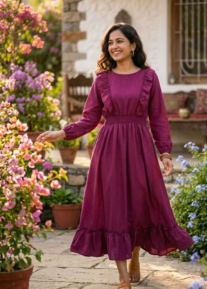 Elegant Purple Ruffle Dress