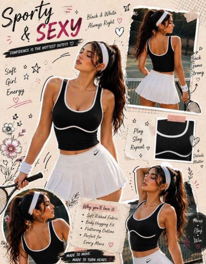 Sporty &amp; Sexy Black &amp; White Athletic Top