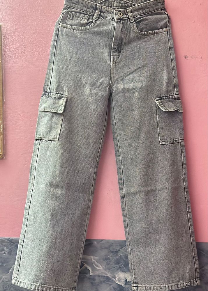 Light Wash Cargo Jeans