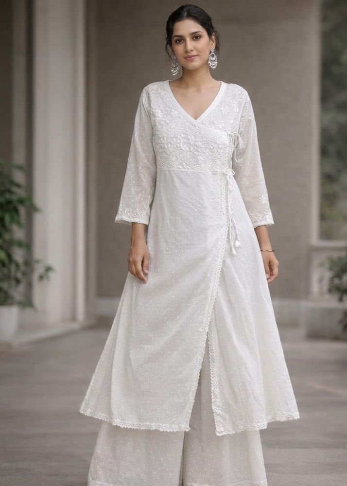 White Angarkha Style Kurti