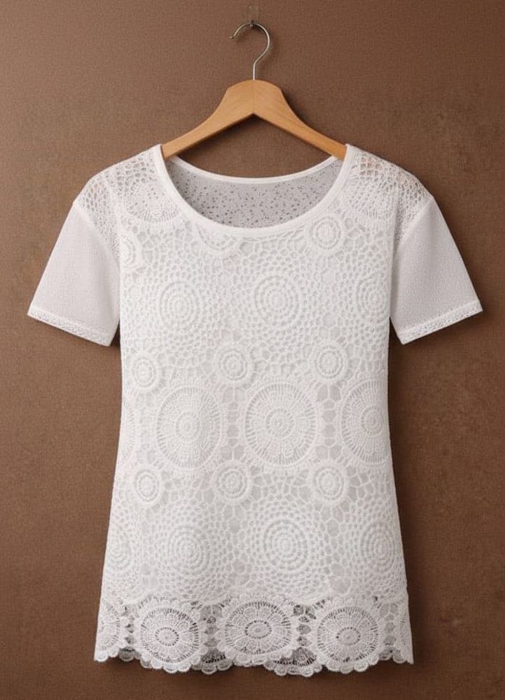 Elegant White Lace T-Shirt