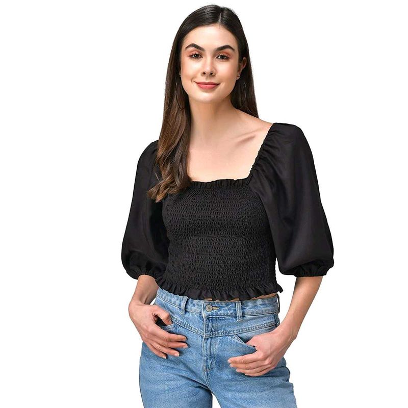 Smocked Balloon Sleeve Top