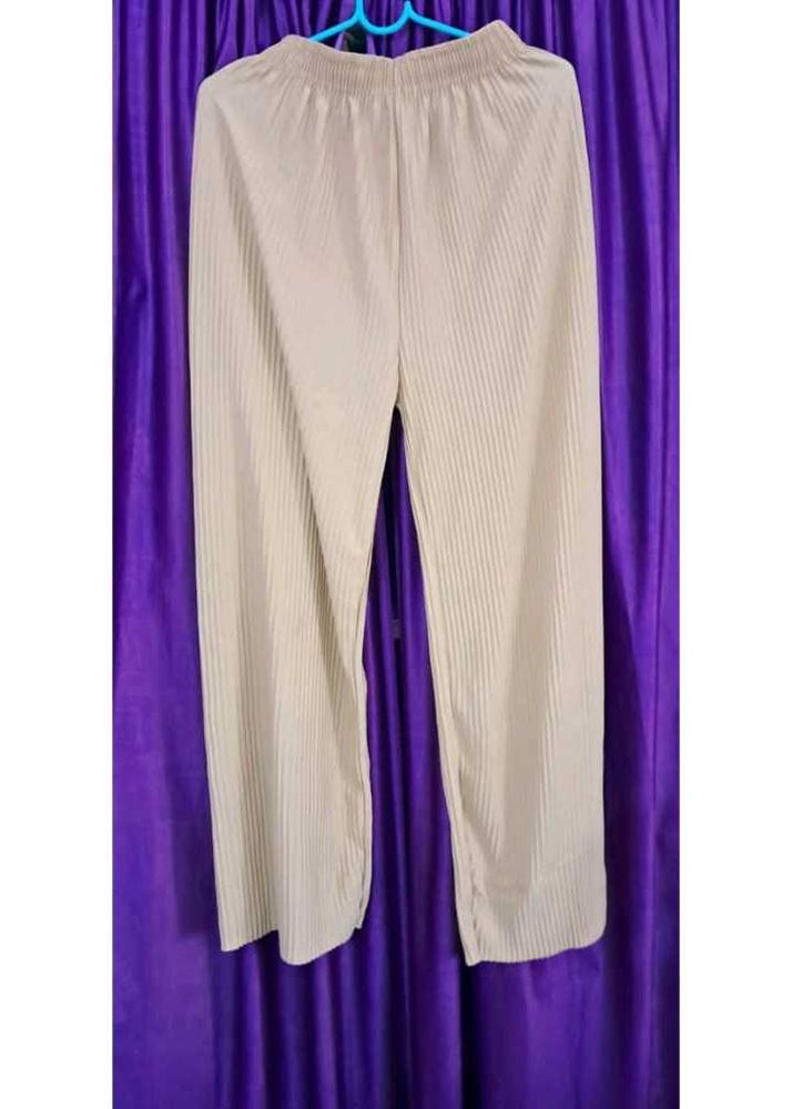 Pleated Beige Palazzos