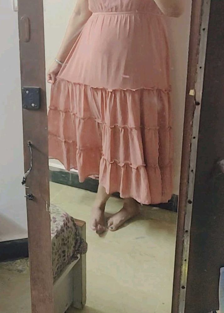 Chic Tiered Pink Maxi Dress