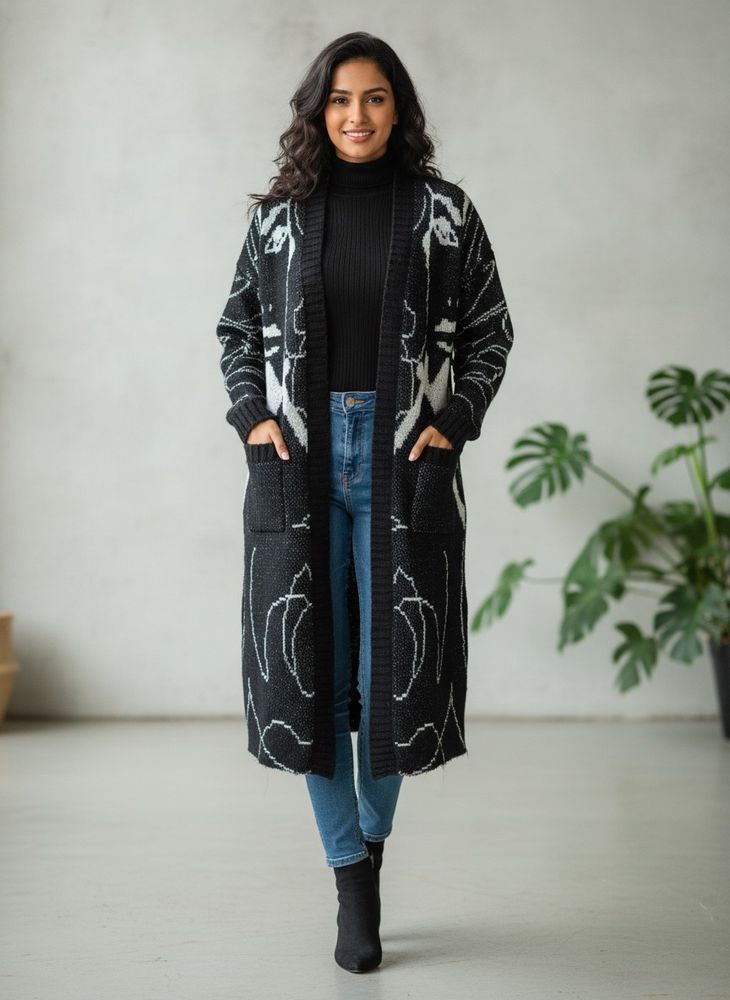 Unique Graphic Knit Cardigan