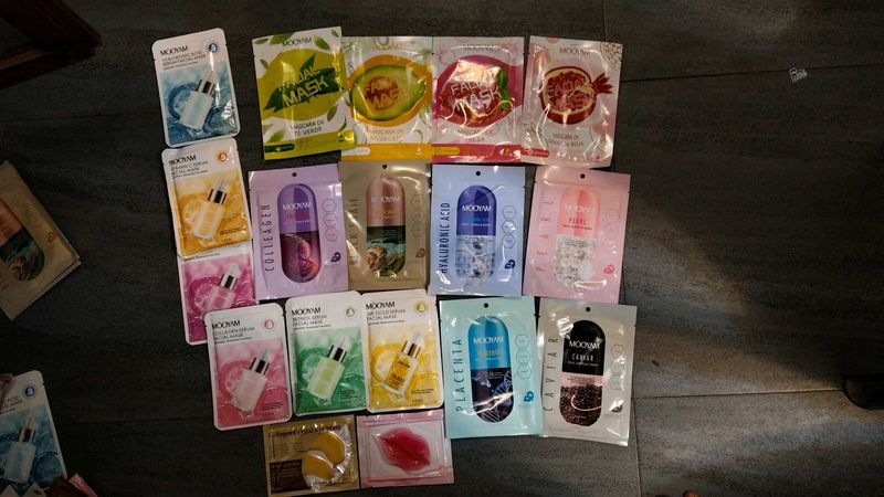 pack of 17, face , lip and eye mask