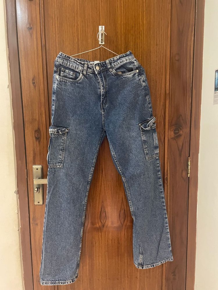 Blue Denim Cargo Jeans