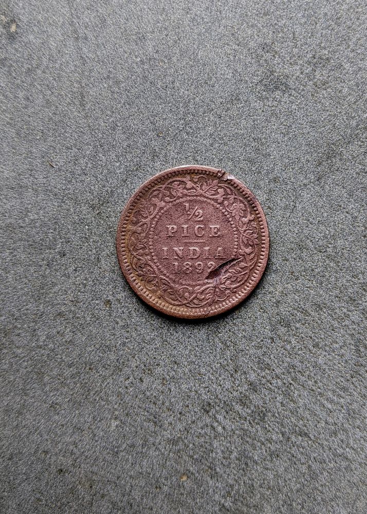 1892 India 1/2 Pice Coin - Collectible