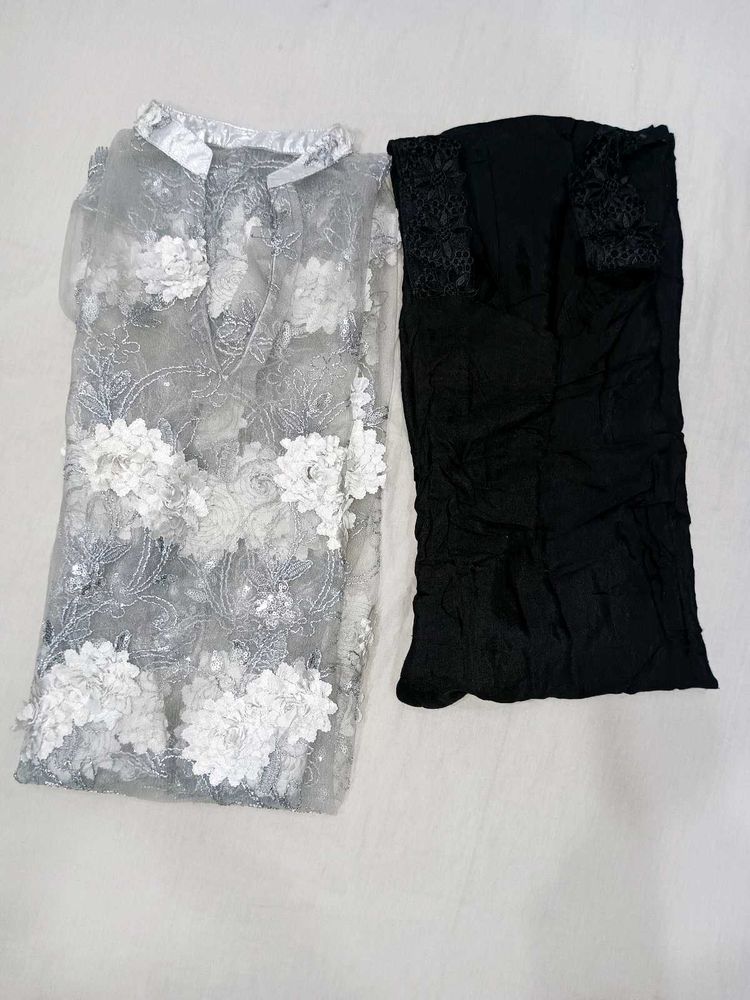 Silver Party Kurta With Inner