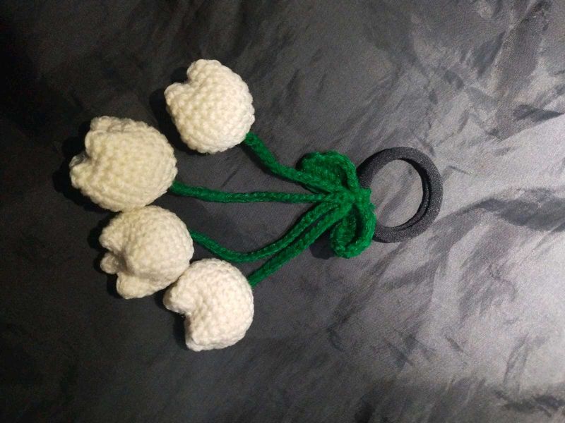 Handmade Crochet Flower Hair Tie