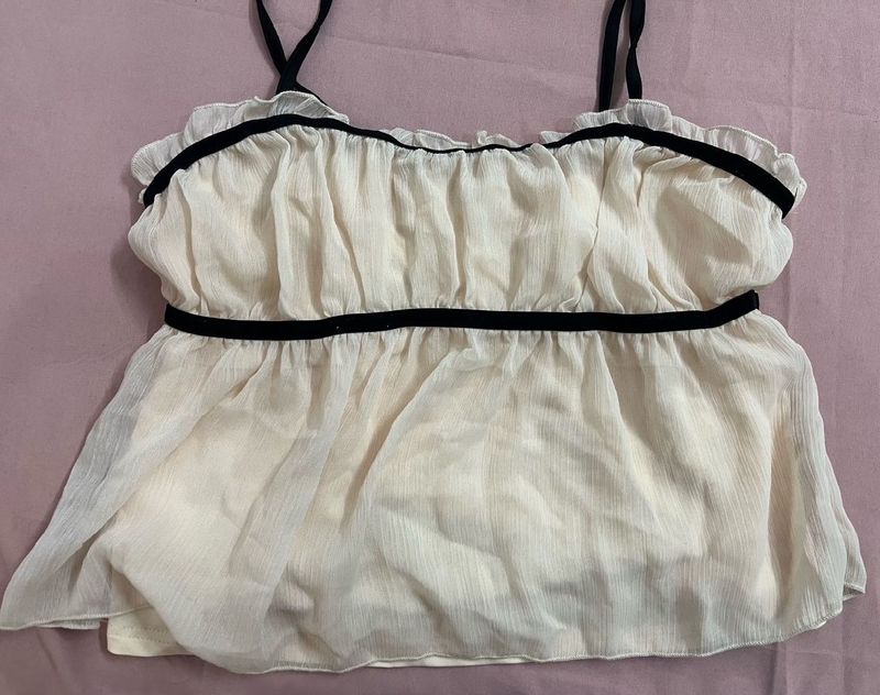 Chic Cream Tie-Strap femme top