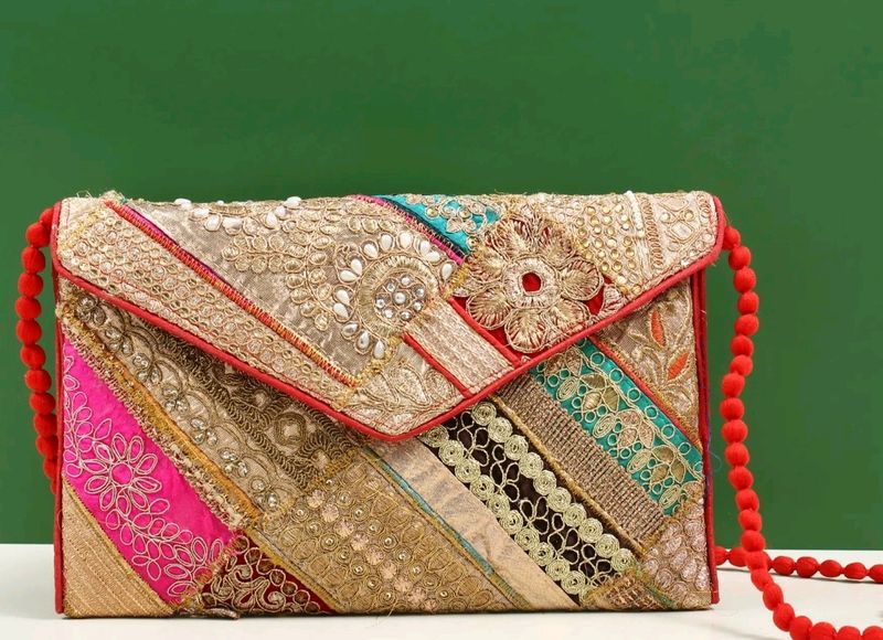 1 Day SaleZari Sequin Handcrafted Clutch Big Size