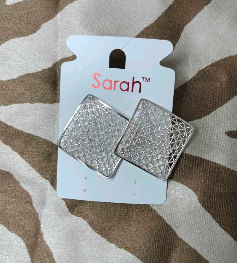 🤍✨Sarah silver-toned square studs