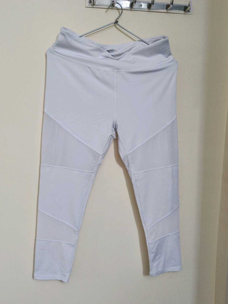 White Mesh Panel Capri for gym and yoga