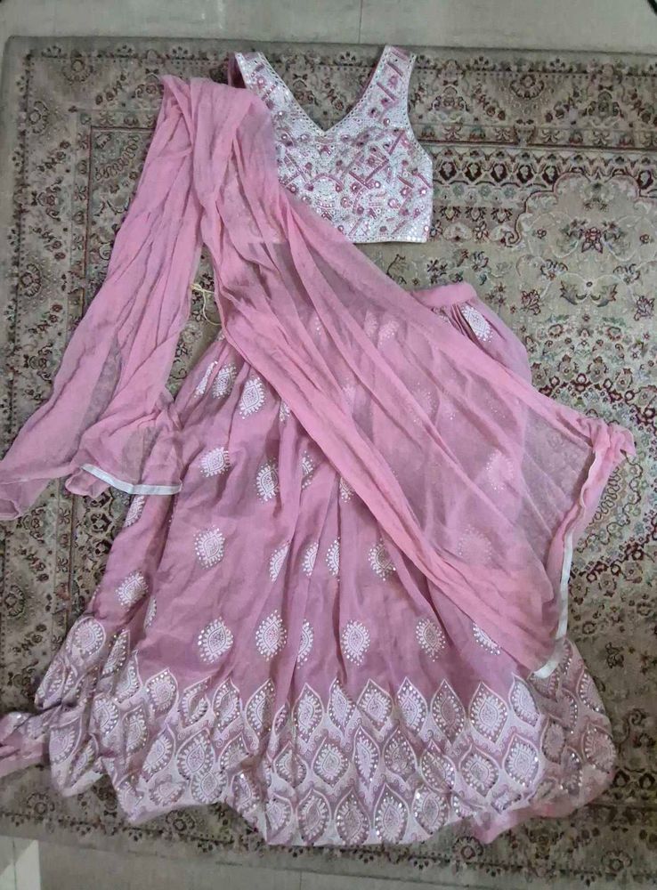 Pink Embellished Lehenga Choli Set