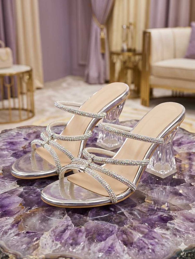 white diamond shining heels for women